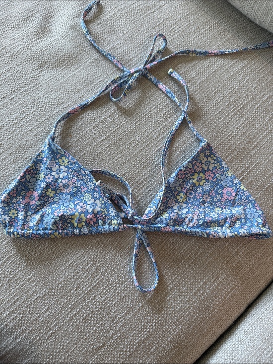 Frankie's Bikinis Other - Frankie's Bikinis Sky Blue Triangle Bikini Top with Floral Straps